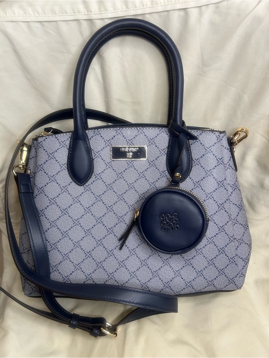 Nine West Handbags - Nine West Blue Patterned Satchel with Coin Pouch